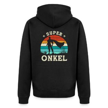 Super Uncle Gift Superhero Father's Day - Unisex Premium Organic Zip Hoodie - black - Back - Nico (187cm)