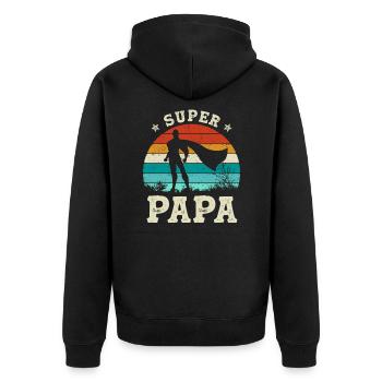 Super Papa Cadeau Super-Héros Fête des Pères - Veste à capuche bio Premium Unisexe - noir - Dos - Nico (187cm)