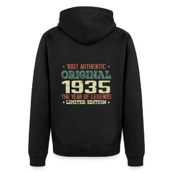 Legend since 1935 Born in 1935 - 89th birthday - Unisex Premium Organic Zip Hoodie - black - Back - Nico (187cm)