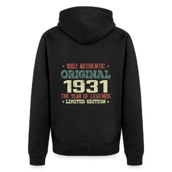 Legend since 1931 Born in 1931 - 93rd birthday - Unisex Premium Organic Zip Hoodie - black - Back - Nico (187cm)