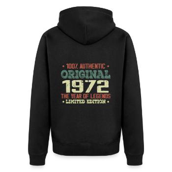 Legend since 1972 Born in 1972 - 52nd birthday - Unisex Premium Organic Zip Hoodie - black - Back - Nico (187cm)