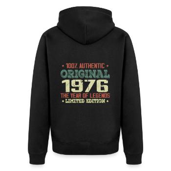 Légende Depuis 1976 Né en 1976 - 48e Anniversaire - Veste à capuche bio Premium Unisexe - noir - Dos - Nico (187cm)