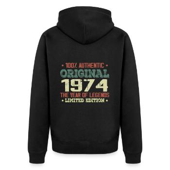 Légende Depuis 1974 Né en 1974 - 50e Anniversaire - Veste à capuche bio Premium Unisexe - noir - Dos - Nico (187cm)