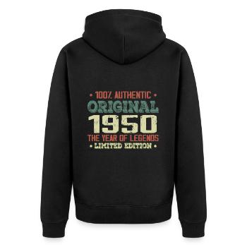 Légende Depuis 1950 Né en 1950 - 74e Anniversaire - Veste à capuche bio Premium Unisexe - noir - Dos - Nico (187cm)