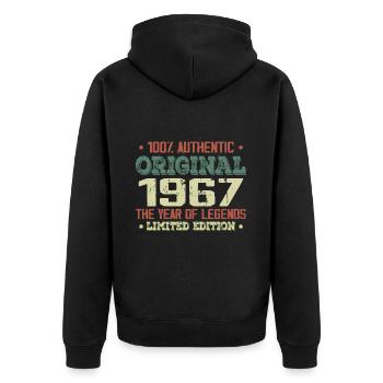 Légende Depuis 1967 Né en 1967 - 57e Anniversaire - Veste à capuche bio Premium Unisexe - noir - Dos - Nico (187cm)