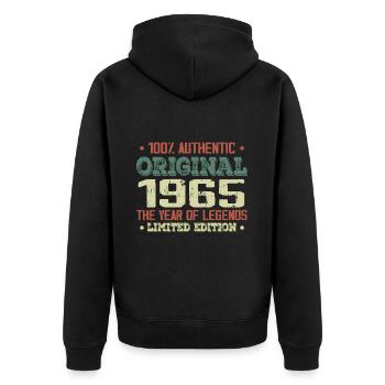 Légende Depuis 1965 Né en 1965 - 59e Anniversaire - Veste à capuche bio Premium Unisexe - noir - Dos - Nico (187cm)