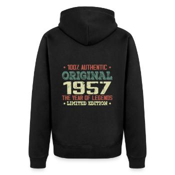Légende Depuis 1957 Né en 1957 - 67e Anniversaire - Veste à capuche bio Premium Unisexe - noir - Dos - Nico (187cm)