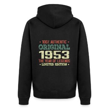 Legend since 1953 Born in 1953 - 71st birthday - Unisex Premium Organic Zip Hoodie - black - Back - Nico (187cm)