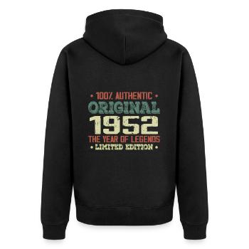 Legend since 1952 Born in 1952 - 72nd birthday - Unisex Premium Organic Zip Hoodie - black - Back - Nico (187cm)