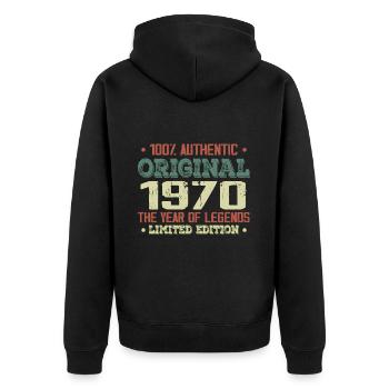 Légende Depuis 1970 Né en 1970 - 54e Anniversaire - Veste à capuche bio Premium Unisexe - noir - Dos - Nico (187cm)