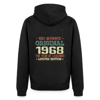Légende Depuis 1968 Né en 1968 - 56e Anniversaire - Veste à capuche bio Premium Unisexe - noir - Dos - Nico (187cm)