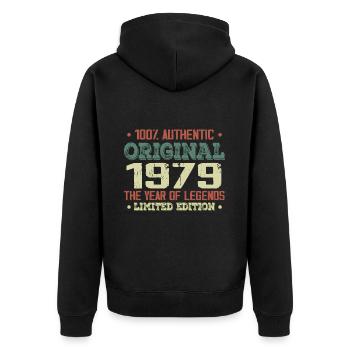 Legend since 1979 Born in 1979 - 45th Birthday - Unisex Premium Organic Zip Hoodie - black - Back - Nico (187cm)