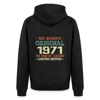 Légende Depuis 1971 Né en 1971 - 53e Anniversaire - Veste à capuche bio Premium Unisexe - noir - Dos - Nico (187cm)