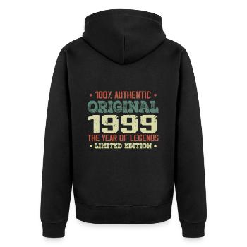 Légende Depuis 1999 Né en 1999 - 25e Anniversaire - Veste à capuche bio Premium Unisexe - noir - Dos - Nico (187cm)