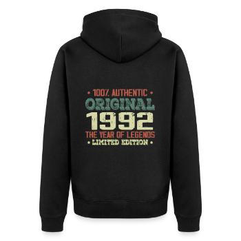 Legend since 1992 Born in 1992 - 32nd birthday - Unisex Premium Organic Zip Hoodie - black - Back - Nico (187cm)