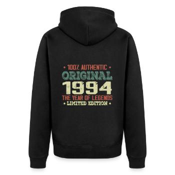 Légende Depuis 1994 Né en 1994 - 30e Anniversaire - Veste à capuche bio Premium Unisexe - noir - Dos - Nico (187cm)