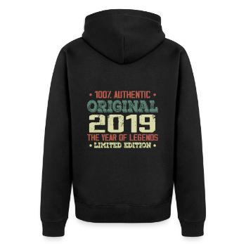 Legend since 2019 Born in 2019 - 5th Anniversary - Unisex Premium Organic Zip Hoodie - black - Back - Nico (187cm)