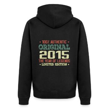 Légende Depuis 2015 Né en 2015 - 9e Anniversaire - Veste à capuche bio Premium Unisexe - noir - Dos - Nico (187cm)