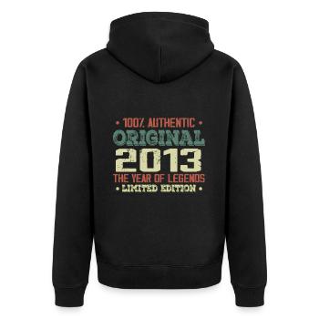 Légende Depuis 2013 Né en 2013 - 11e Anniversaire - Veste à capuche bio Premium Unisexe - noir - Dos - Nico (187cm)