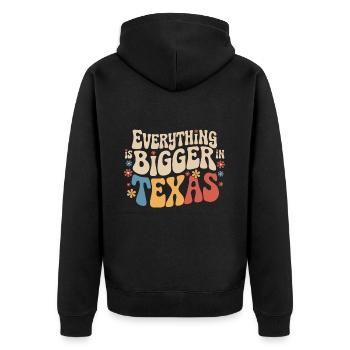 Texas State Texans Texas - Unisex Premium Organic Zip Hoodie - black - Back - Nico (187cm)