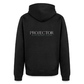 Projector - Unisex Premium Bio Zip Hoodie - Schwarz - Hinten - Nico (187cm)