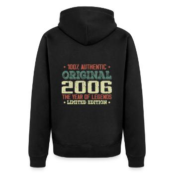 Légende Depuis 2006 Né en 2006 - 18e Anniversaire - Veste à capuche bio Premium Unisexe - noir - Dos - Nico (187cm)