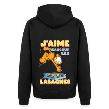 Garfield J'aime Lasagnes - Veste à capuche bio Premium Unisexe - noir - Dos - Nico (187cm)