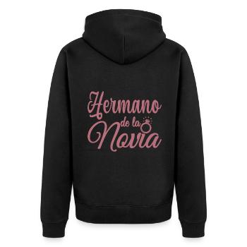 Hermano de la Novia Bride's Brother Wedding Gift - Unisex Premium Organic Zip Hoodie - black - Back - Nico (187cm)