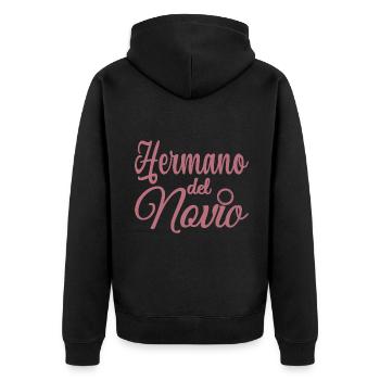 Hermano del Novio Bräutigams Bruder Hochzeitsgeschenk - Unisex Premium Bio Zip Hoodie - Schwarz - Hinten - Nico (187cm)