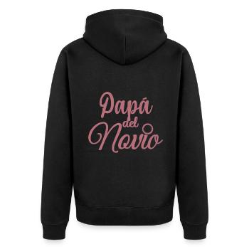 Papa del Novio Bräutigam Vater Hochzeitsgeschenk - Unisex Premium Bio Zip Hoodie - Schwarz - Hinten - Nico (187cm)