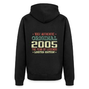 Legend since 2005 Born in 2005 - 19th birthday - Unisex Premium Organic Zip Hoodie - black - Back - Nico (187cm)