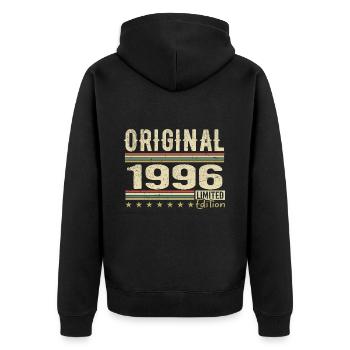Original 1996 - Retro 1996 Geburtstagsgeschenk - Unisex Premium Bio Zip Hoodie - Schwarz - Hinten - Nico (187cm)