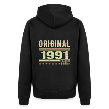 Original 1991 - Cadeau D’anniversaire Rétro 1991 - Veste à capuche bio Premium Unisexe - noir - Dos - Nico (187cm)