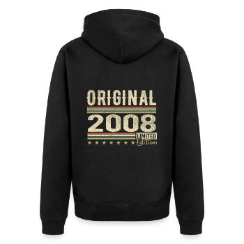 Original 2008 – Retro-Geburtstagsgeschenk 2008 - Unisex Premium Bio Zip Hoodie - Schwarz - Hinten - Nico (187cm)