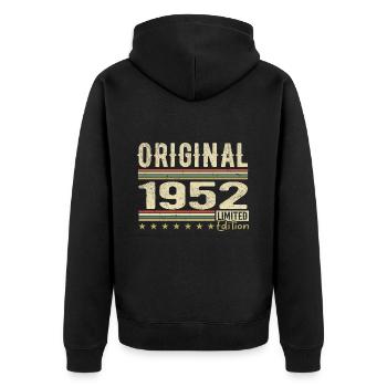 Original 1952 – Retro 1952 Geburtstagsgeschenk - Unisex Premium Bio Zip Hoodie - Schwarz - Hinten - Nico (187cm)