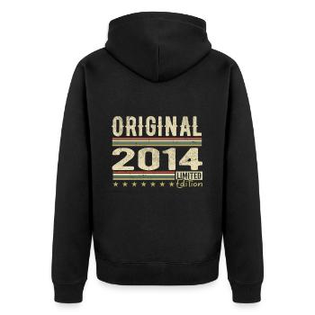 Original 2014 - Retro Birthday Gift 2014 - Unisex Premium Organic Zip Hoodie - black - Back - Nico (187cm)