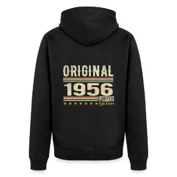 Original 1956 - Retro 1956 Geburtstagsgeschenk - Unisex Premium Bio Zip Hoodie - Schwarz - Hinten - Nico (187cm)