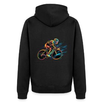 Fahrrad Outfit für Radfahrer Radsport Rennrad - Unisex Premium Bio Zip Hoodie - Schwarz - Hinten - Nico (187cm)
