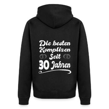 30 Jahre Ehe Ehefrau 30. Hochzeitstag Geschenk - Unisex Premium Bio Zip Hoodie - Schwarz - Hinten - Nico (187cm)
