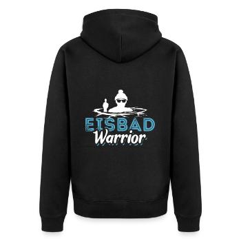 Eisbad Warrior - Eisbaden Eisbader Spruch - Unisex Premium Bio Zip Hoodie - Schwarz - Hinten - Nico (187cm)