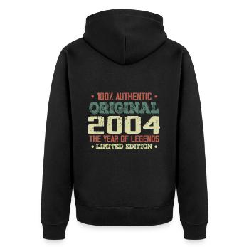 Légende Depuis 2004 Né en 2004 - 20e Anniversaire - Veste à capuche bio Premium Unisexe - noir - Dos - Nico (187cm)