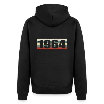 1964 Jahrgang 1964 Geschenk 1964 Geburtstag 1964 - Unisex Premium Bio Zip Hoodie - Schwarz - Hinten - Nico (187cm)