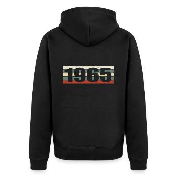 1965 Jahrgang 1965 Geschenk 1965 Geburtstag 1965 - Unisex Premium Bio Zip Hoodie - Schwarz - Hinten - Nico (187cm)