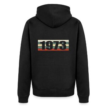 1973 Jahrgang 1973 Geschenk 1973 Geburtstag 1973 - Unisex Premium Bio Zip Hoodie - Schwarz - Hinten - Nico (187cm)