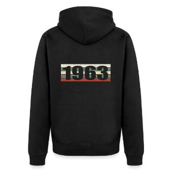 1963 Jahrgang 1963 Geschenk 1963 Geburtstag 1963 - Unisex Premium Bio Zip Hoodie - Schwarz - Hinten - Nico (187cm)