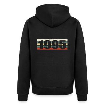 1995 Jahrgang 1995 Geschenk 1995 Geburtstag 1995 - Unisex Premium Bio Zip Hoodie - Schwarz - Hinten - Nico (187cm)