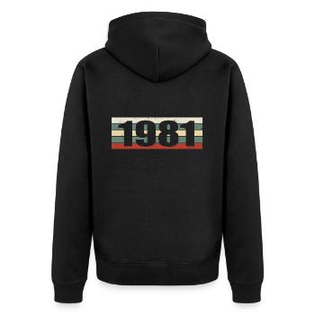 1981 Jahrgang 1981 Geschenk 1981 Geburtstag 1981 - Unisex Premium Bio Zip Hoodie - Schwarz - Hinten - Nico (187cm)