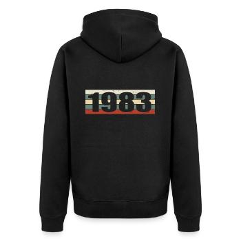 1983 Jahrgang 1983 Geschenk 1983 Geburtstag 1983 - Unisex Premium Bio Zip Hoodie - Schwarz - Hinten - Nico (187cm)