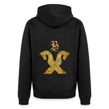 pferdegiebel e 95 b - Unisex Premium Bio Zip Hoodie - Schwarz - Hinten - Nico (187cm)