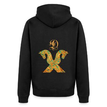 pferdegiebel e 95 d - Unisex Premium Bio Zip Hoodie - Schwarz - Hinten - Nico (187cm)